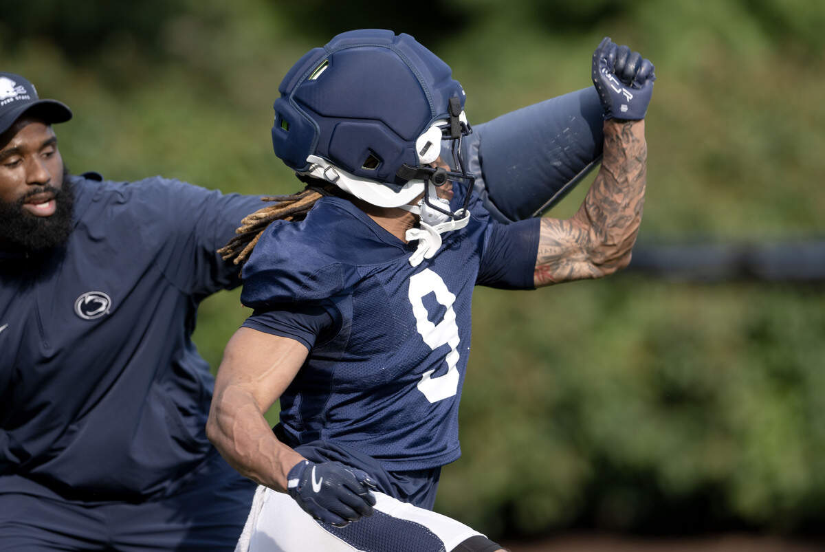 Penn State cornerback Elliot Washington II runs a drill during practice on Saturday, Aug. 2, 2025.