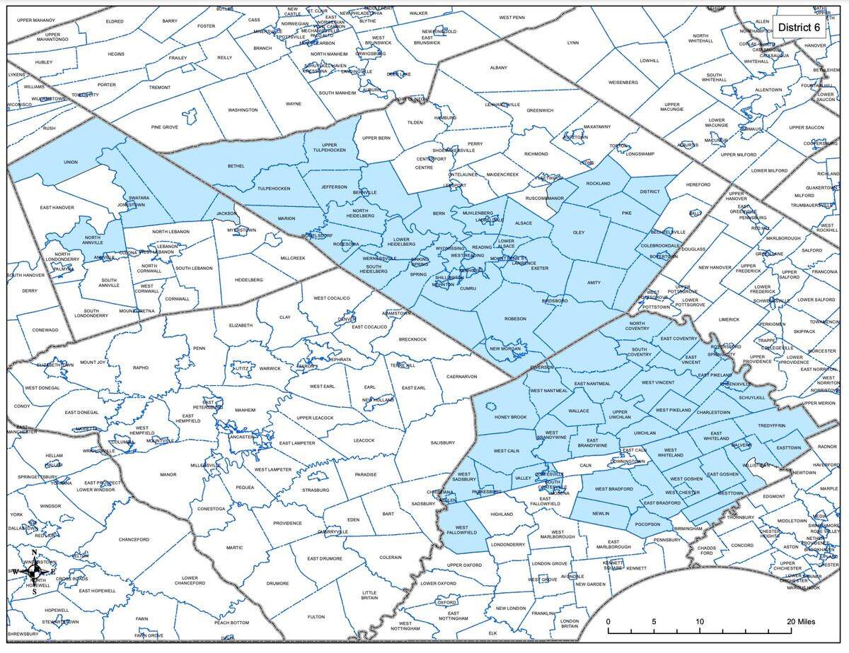 Proposed District 5 shows the consequence of prioritizing equal population and minimizing splits. The district is not compact and stretches across several counties.