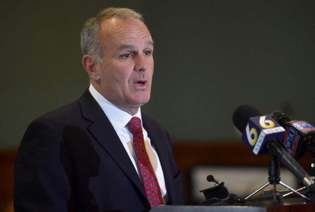Centre County District Attorney Bernie Cantorna during a April 3, 2019, press conference at the Centre County Courthouse Annex.