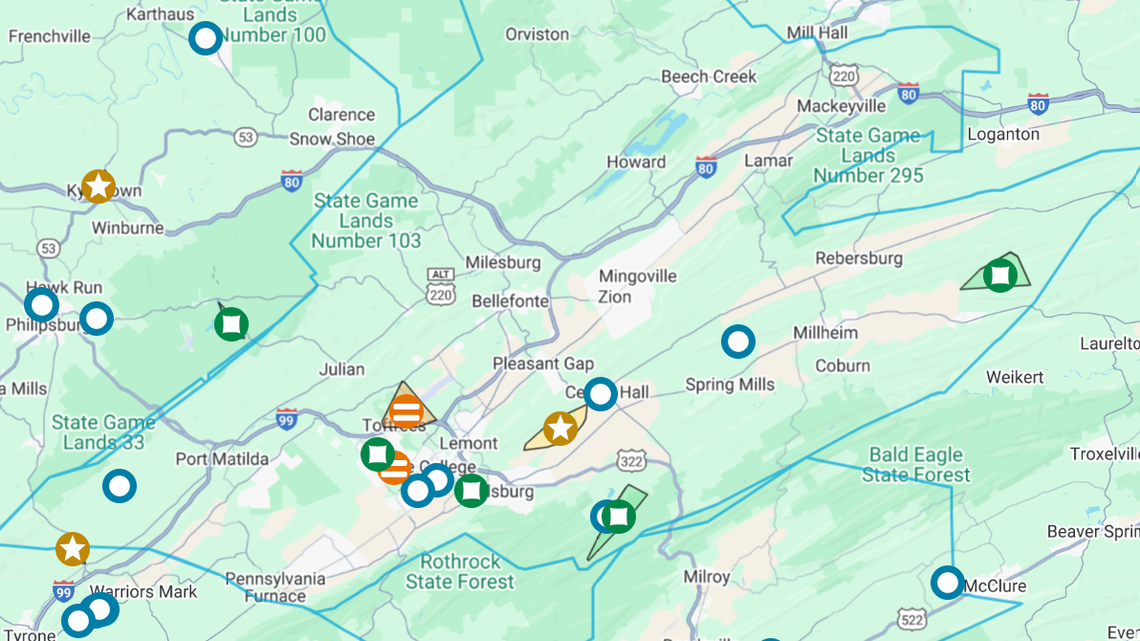 More than 2,000 lose power in Centre County as high winds move through area