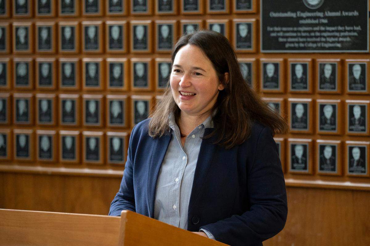 Centre County Commissioner and board of elections Chair Amber Concepcion speaks at a press conference at the county’s Satellite Elections Office on Monday, Oct. 14, 2024.