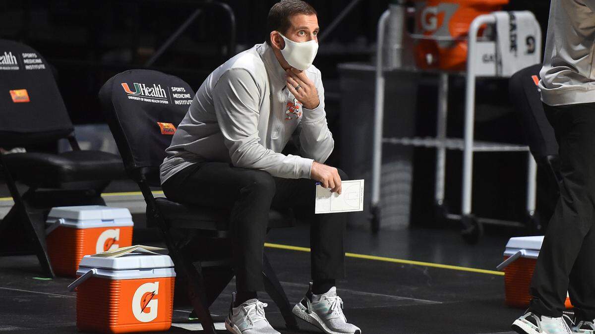 Penn State alum Adam Fisher, seen here in February as the Miami Hurricanes’ assistant coach, was named the Nittany Lions’ associate head coach on Monday, under first-year head coach Micah Shrewsberry.