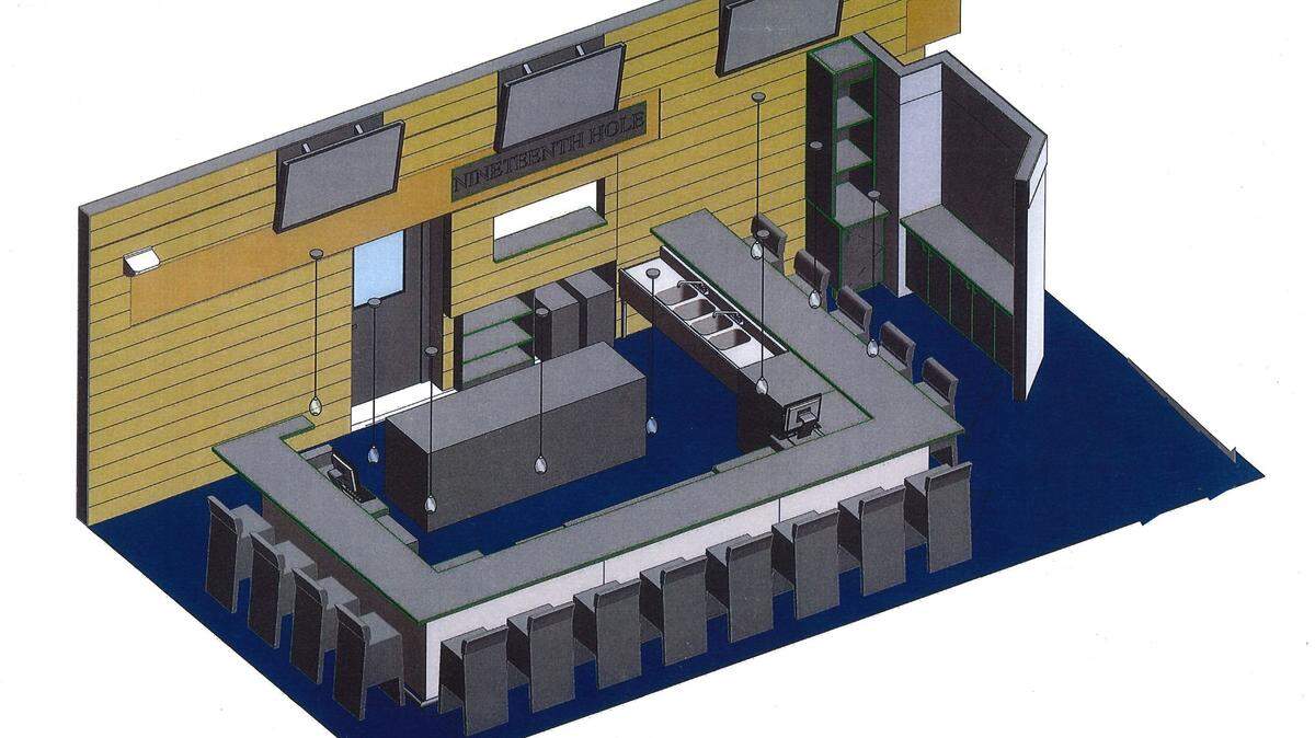A rendering of Penn State Golf Courses’ new sit-down bar inside Walker Clubhouse. It’s an upgrade over the previously existing snack bar.