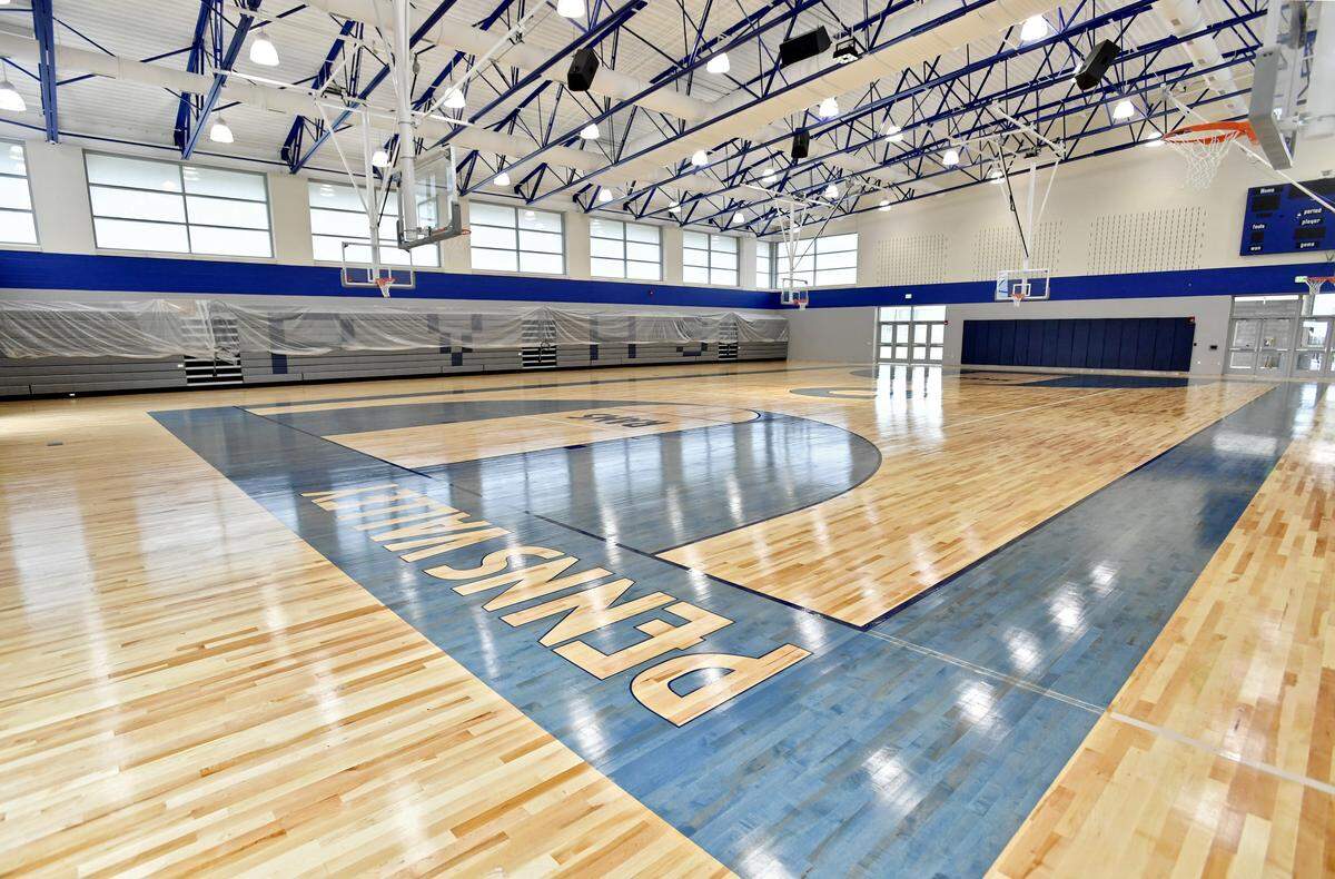 The new 11,000-square-foot gymnasium at Penns Valley Area High School was almost ready for students and sports teams on Friday. The district’s $15.5 million construction project, which also includes new offices and a new band room, started in June 2017.