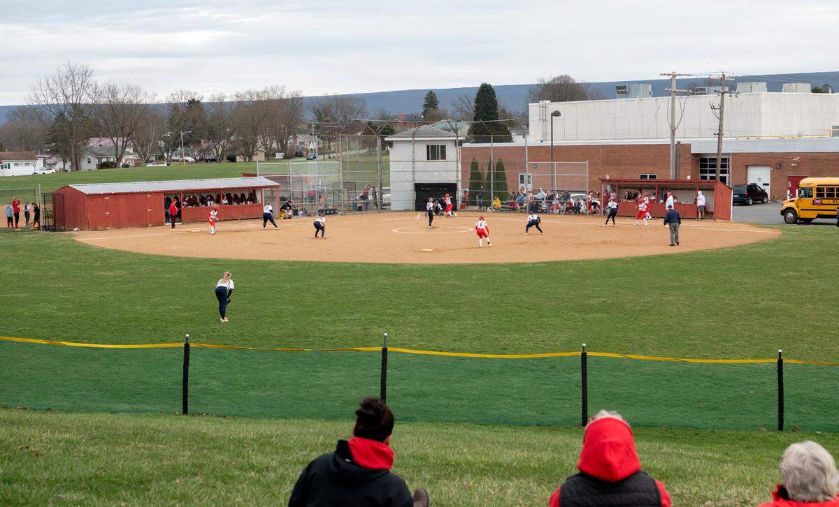 Bellefonte softball has the bases loaded during the game against Penns Valley on Monday, April 4, 2022.