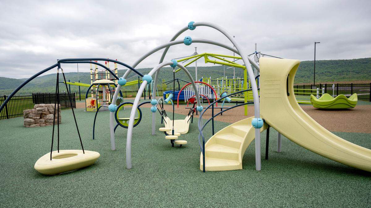 An area for younger children at the all-abilities playground at Whitehall Road Regional Park on Tuesday, May 7, 2024. The full park officially opened on July 25, 2025.