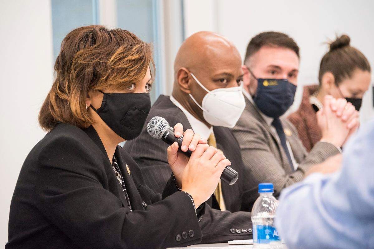 Rep. Gina Curry at the PA House Democratic Policy Committee hearing in State College on Feb. 2.