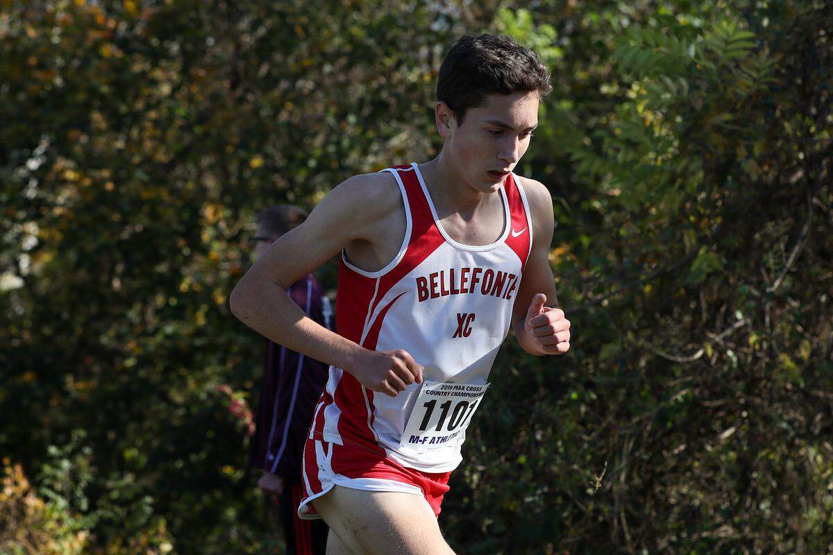 Bellefonte’s Austin Melius runs in the PIAA Class 2A boys cross country championship race held Saturday, November 2, 2019 at Parkview Cross Country Course in Hershey.
