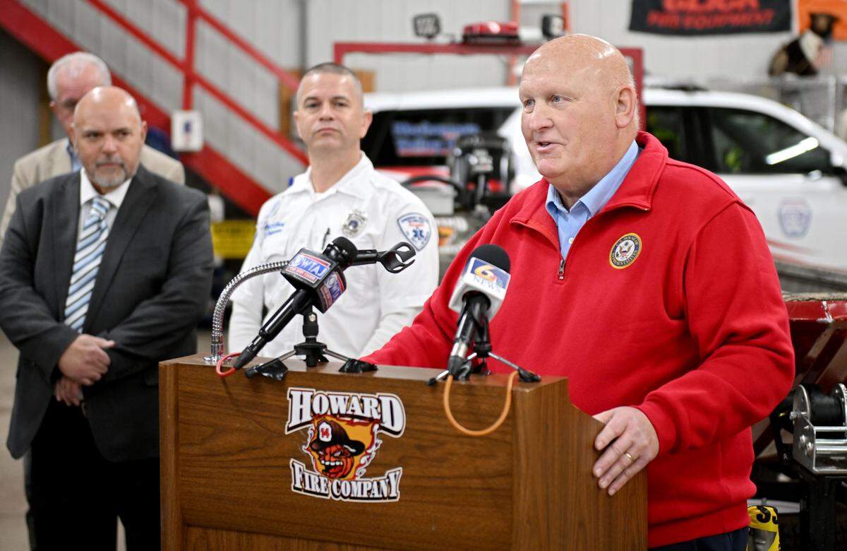 U.S. Rep Glenn “GT” Thompson, R-Howard, announces  federal funding for the Howard Fire Company and Moshannon Valley Emergency Medical Services on Tuesday, Nov. 25, 2025.  