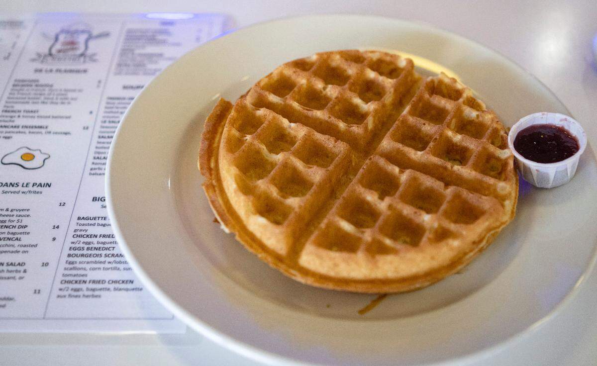 A Belgian waffle from Oeuf Boeuf et Bacon in downtown State College on Thursday, Jan. 5, 2023.