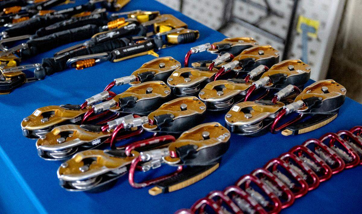 The descending devices and safety devices that are hooked to your harness for Over the Edge.