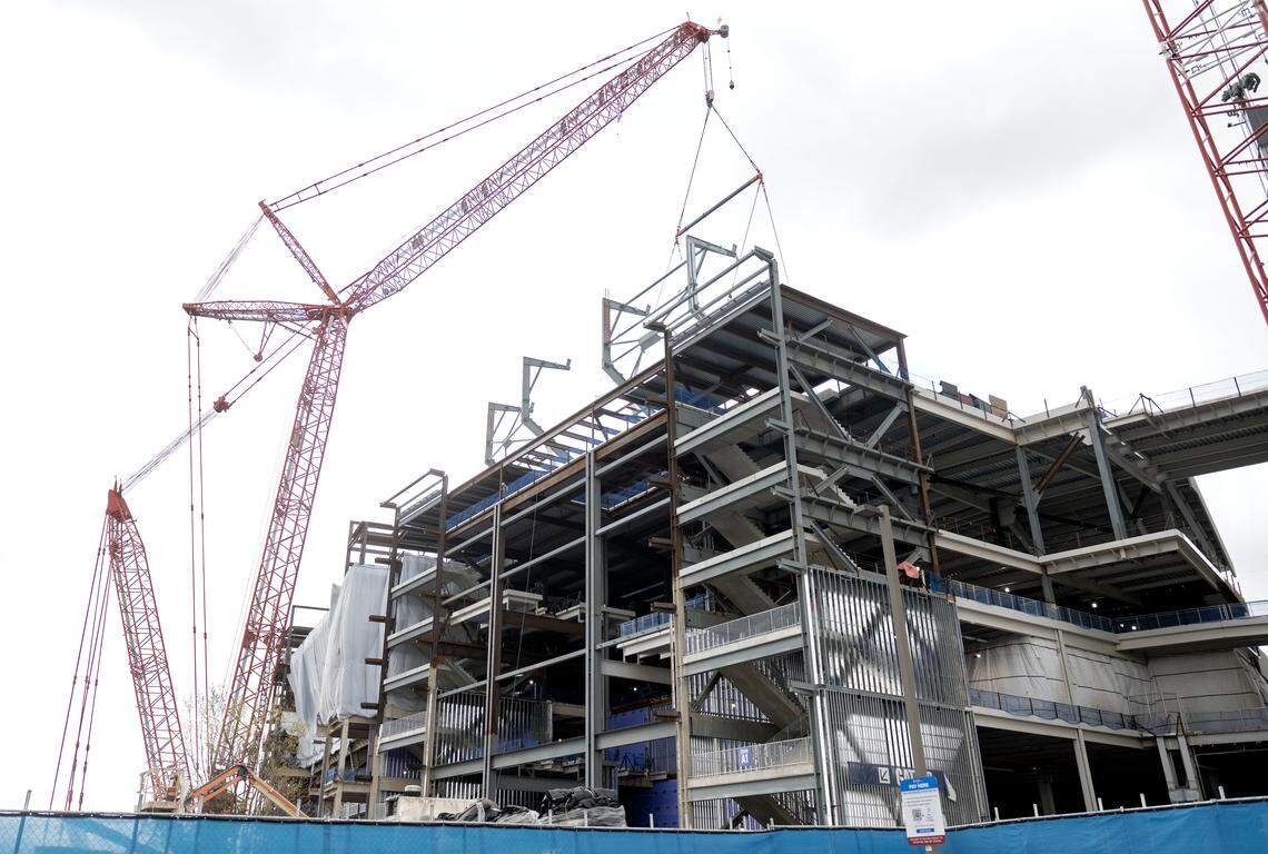 Construction on the west side of Beaver Stadium on Friday, April 17, 2026.  