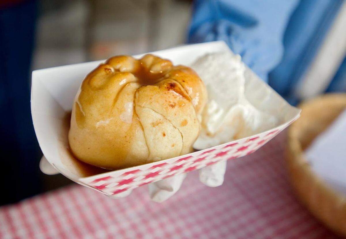 The Penns Valley Historical Museum makes hundreds of apple dumplings to sell at the Aaronsburg Dutch Fall Festival. 