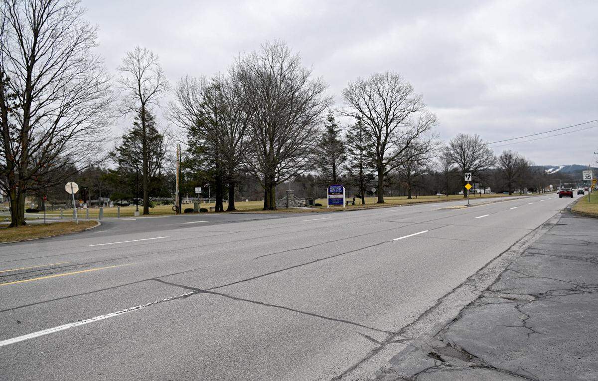 The intersection of Boal Avenue with Old Boalsburg Road and the entrance to the Pennsylvania Military Museum is pictured on Tuesday. Harris Township has received funding to designate, design and install a bike/pedestrian crossing.
