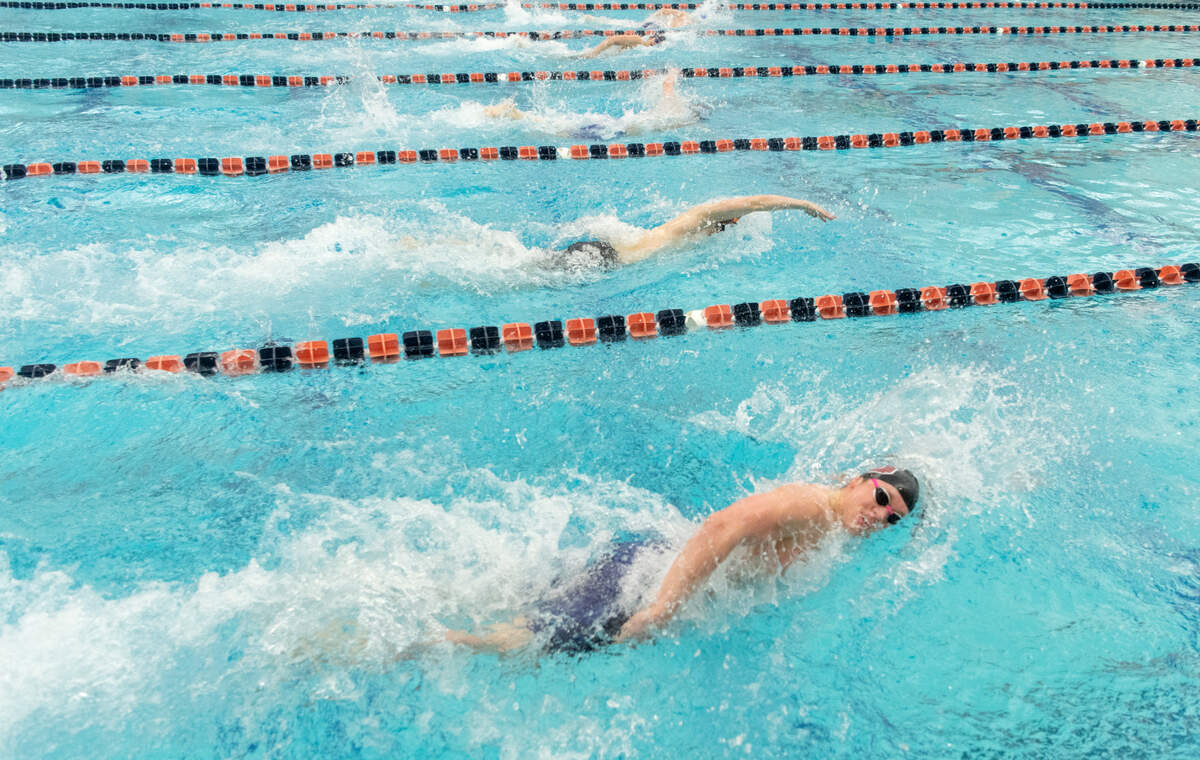 State College’s John Brownstead competes in the 100 yard freestyle during the PIAA swimming championships at Bucknell on Thursday, March 17, 2022