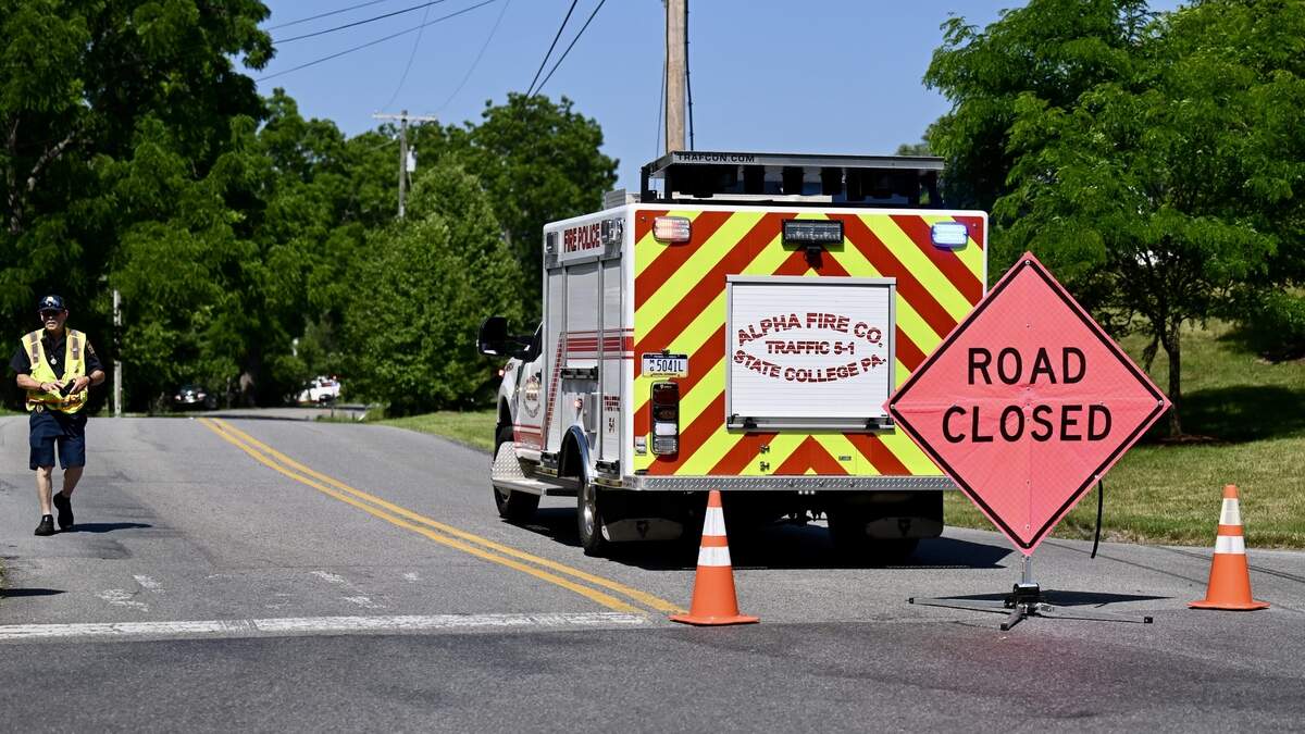 First responders at the scene of a fatal crash on the 400 block of Trout Road in College Township on July 2, 2026.
