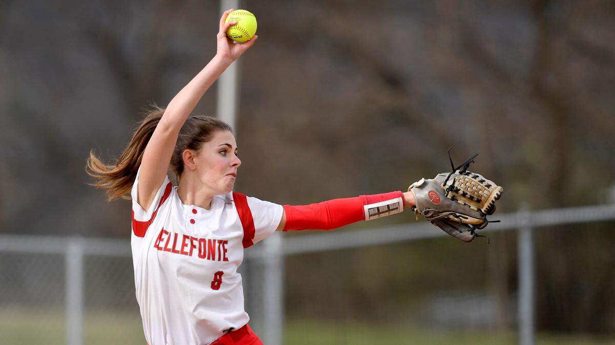 Bellefonte’s Josseyln Nau pitches during the game against Penns Valley on Monday, April 4, 2022.