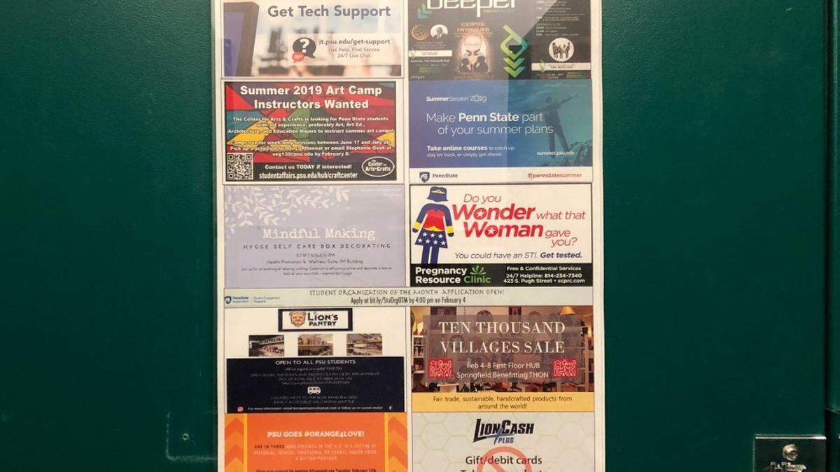 Penn State removed an ad from the Pregnancy Resource Center from bathroom doors in the HUB-Robeson Center after social media backlash over the message.