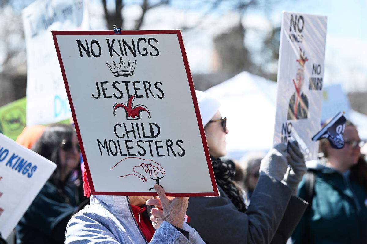 Thousands of people gathered on Old Main lawn for the No Kings anti-Trump rally on Saturday.