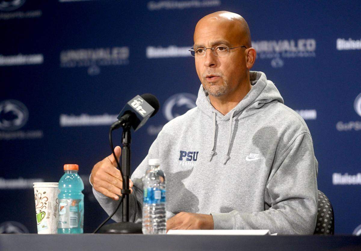 James Franklin speaks Tuesday during his weekly press conference.