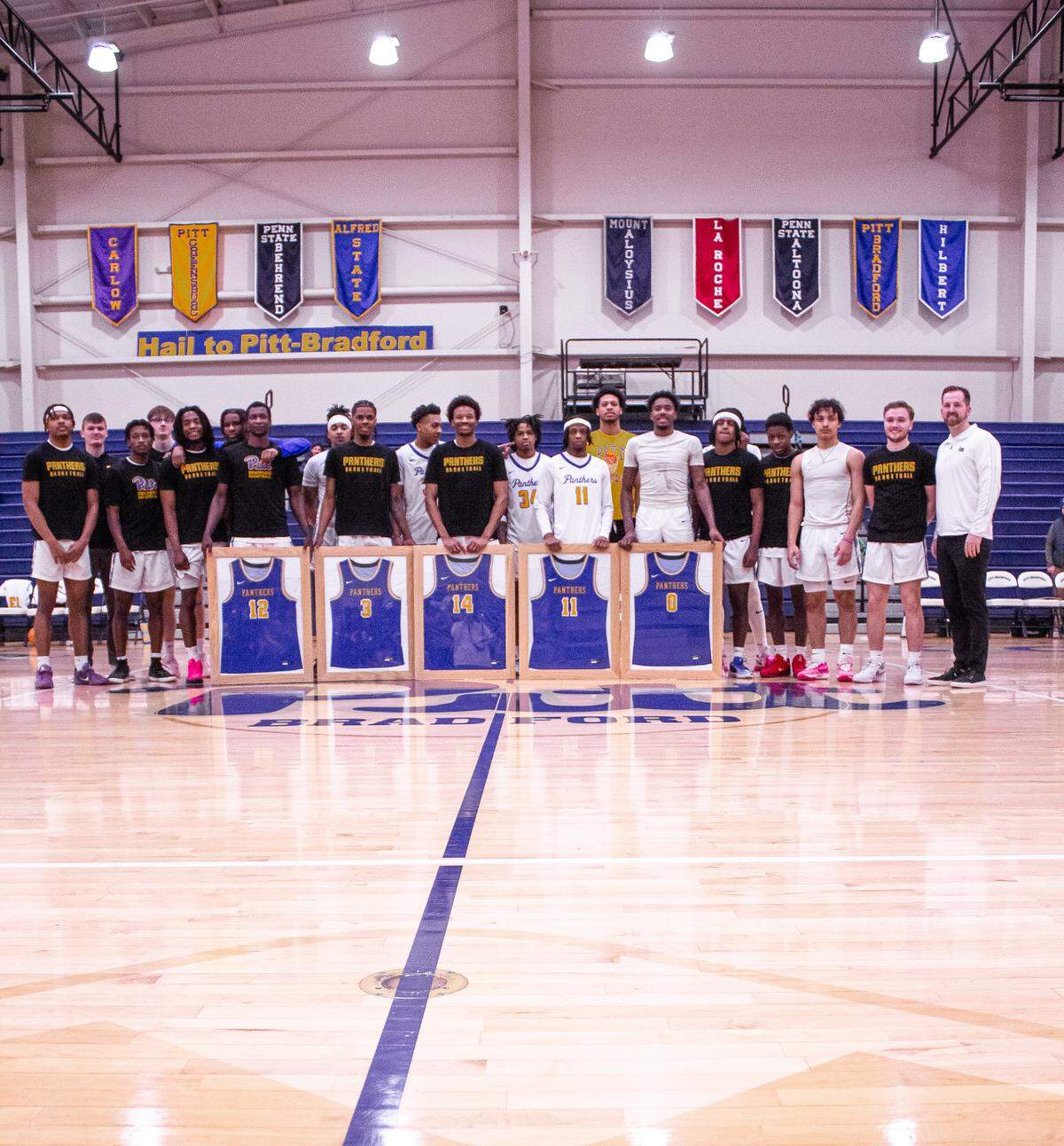 Five seniors were celebrated during a pregame ceremony prior to Pitt-Bradford’s matchup against Penn State-Behrend
