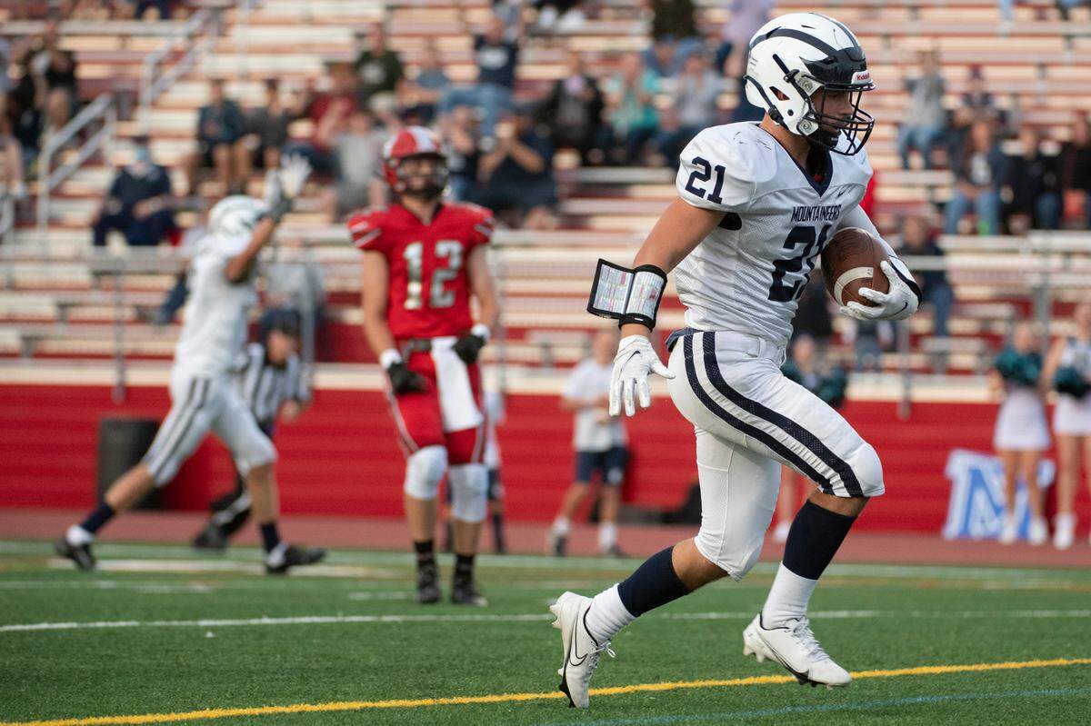 Philipsburg-Osceola’s Matt Martin runs for a touchdown during a high school football game between Bellefonte Area High School and Philipsburg-Osceola High School on Friday, Sept. 3, 2021 in Bellefonte, Pa.