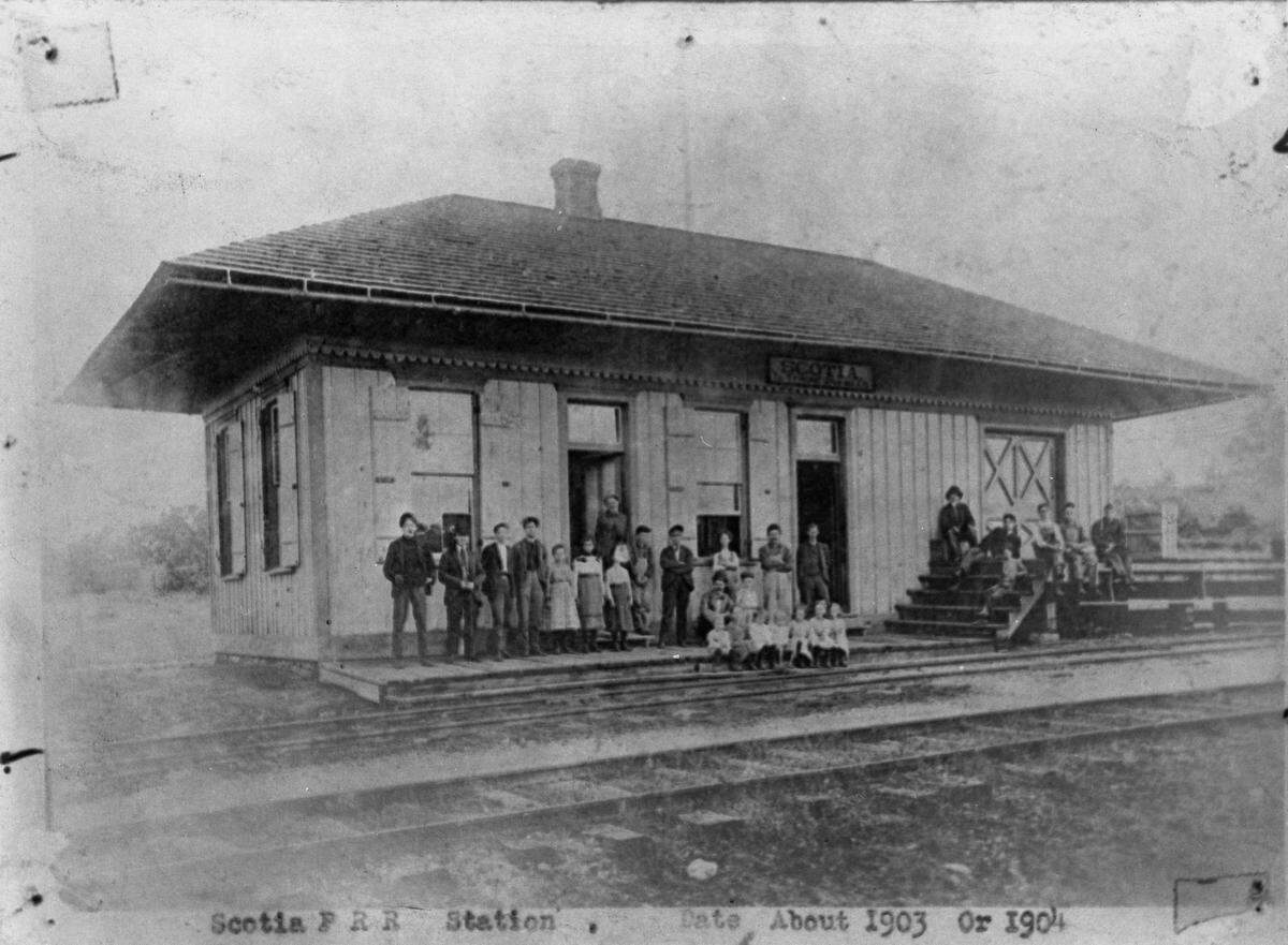 Scotia’s train station is shown in 1903 or 1904.