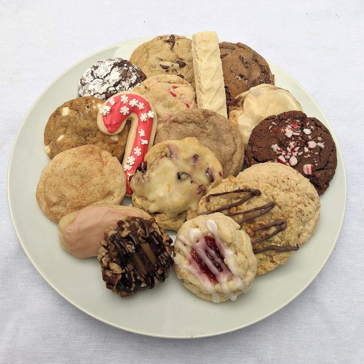 A plate of holiday cookies from Crumbkowski.