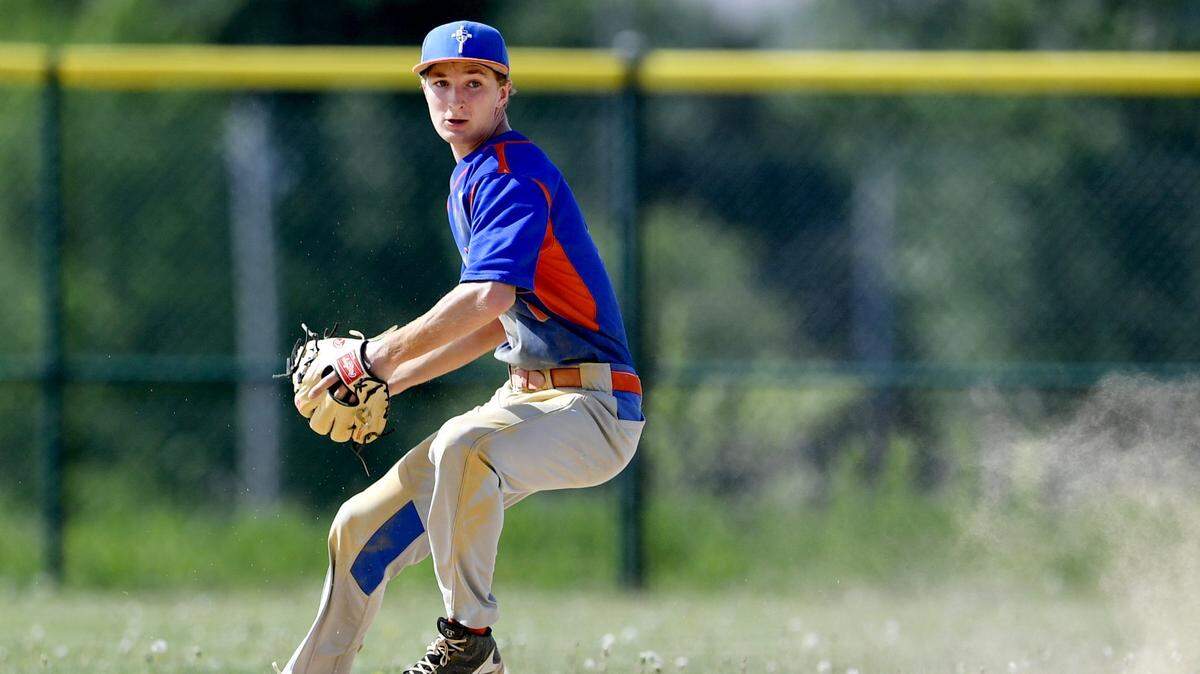 St. Joseph’s Jack Mangene, seen here in a past PIAA game, closed out Ben Macafee’s incredible pitching performance Monday at McConnellsburg. The Wolves shut out Forbes Road 5-0 to advance to the PIAA quarterfinals Thursday.
