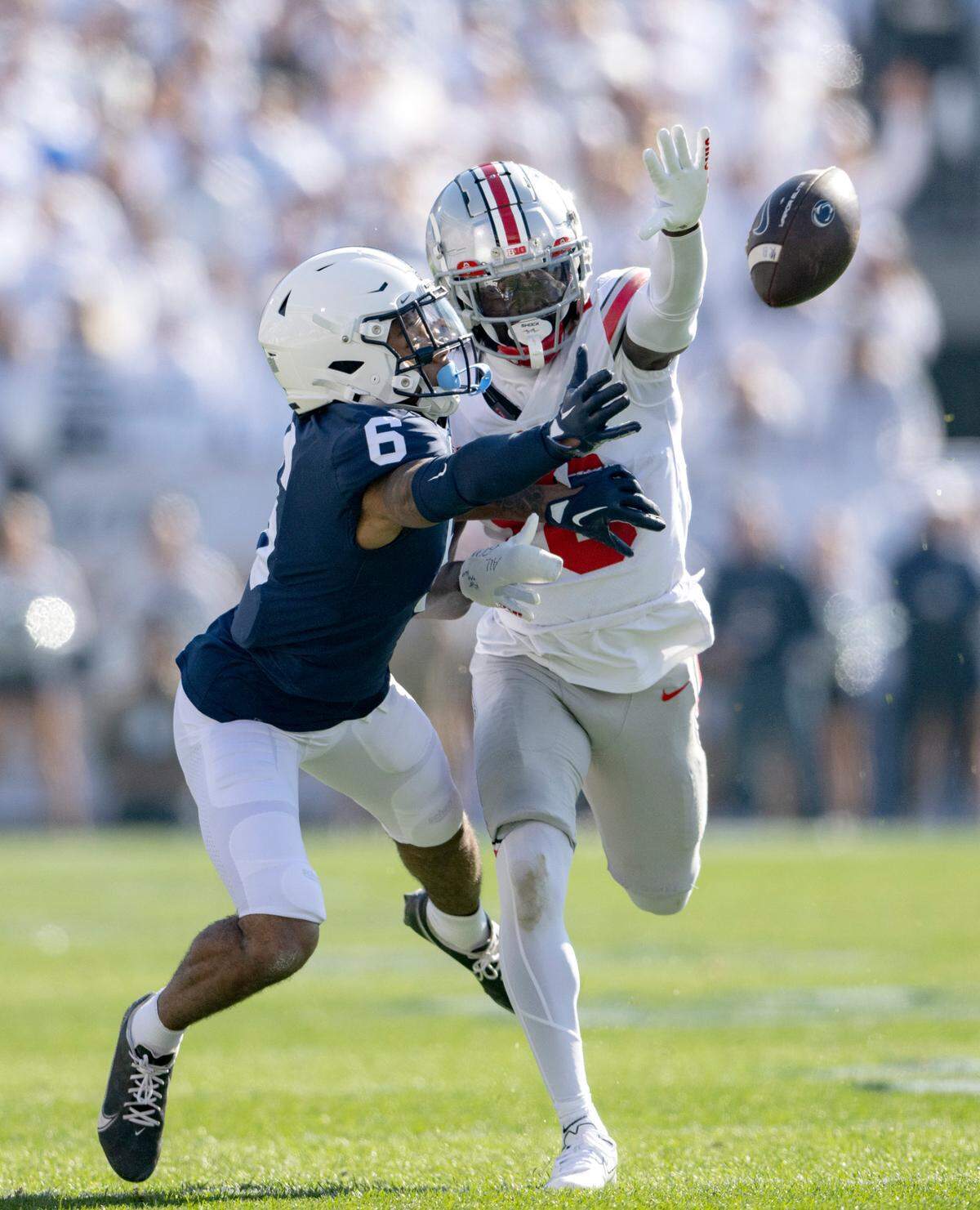 A long pass falls ahead of Penn State wide receiver Harrison Wallace III during the game on Saturday, Oct. 29, 2022.