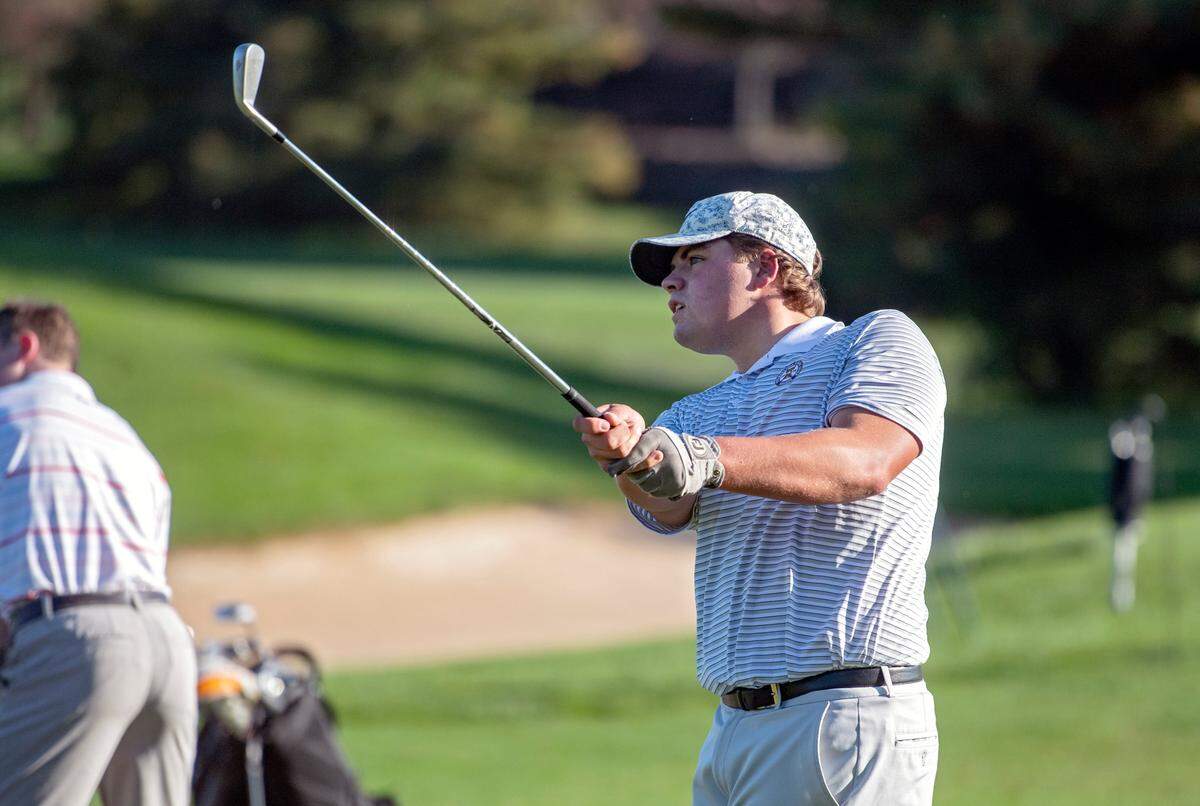 State College golfer John Olsen practices on Oct. 14 at Centre Hills Country Club.