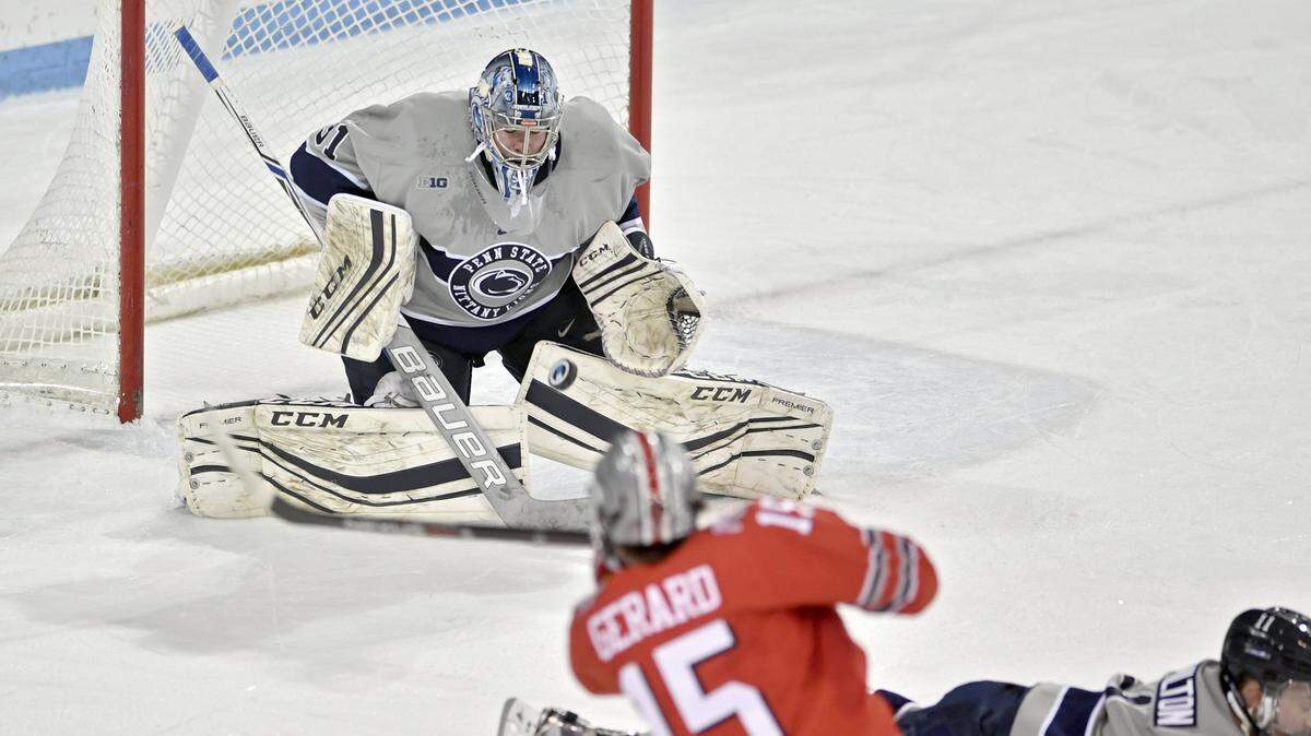 Penn State and Ohio State, seen here in last season’s matchup at Pegula, will meet again this weekend at 7 p.m. Friday and 3 p.m. Saturday. The Nittany Lions are ranked No. 13 nationally, while the Buckeyes are No. 4.