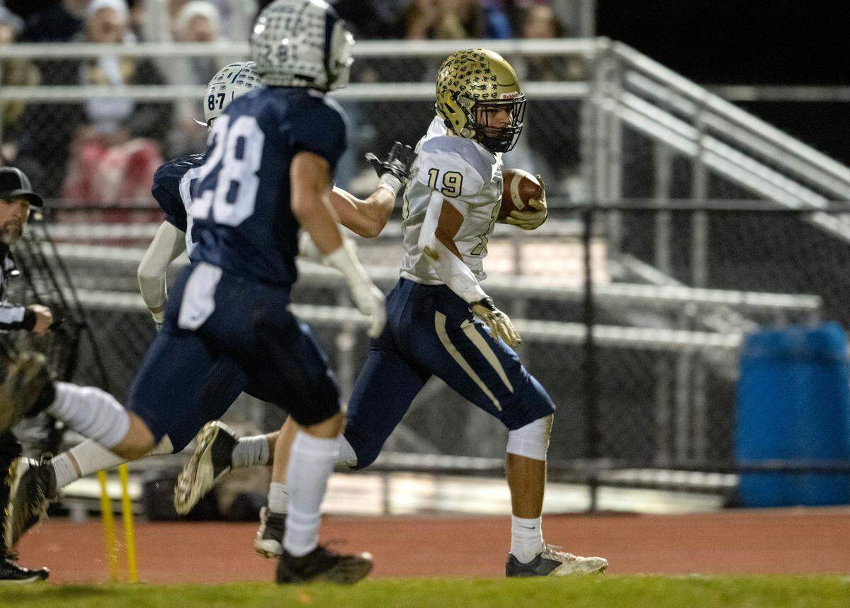 Penns Valley defenders try to stop Bald Eagle Area’s Camron Watkins during the game on Thursday, Nov. 10, 2022.