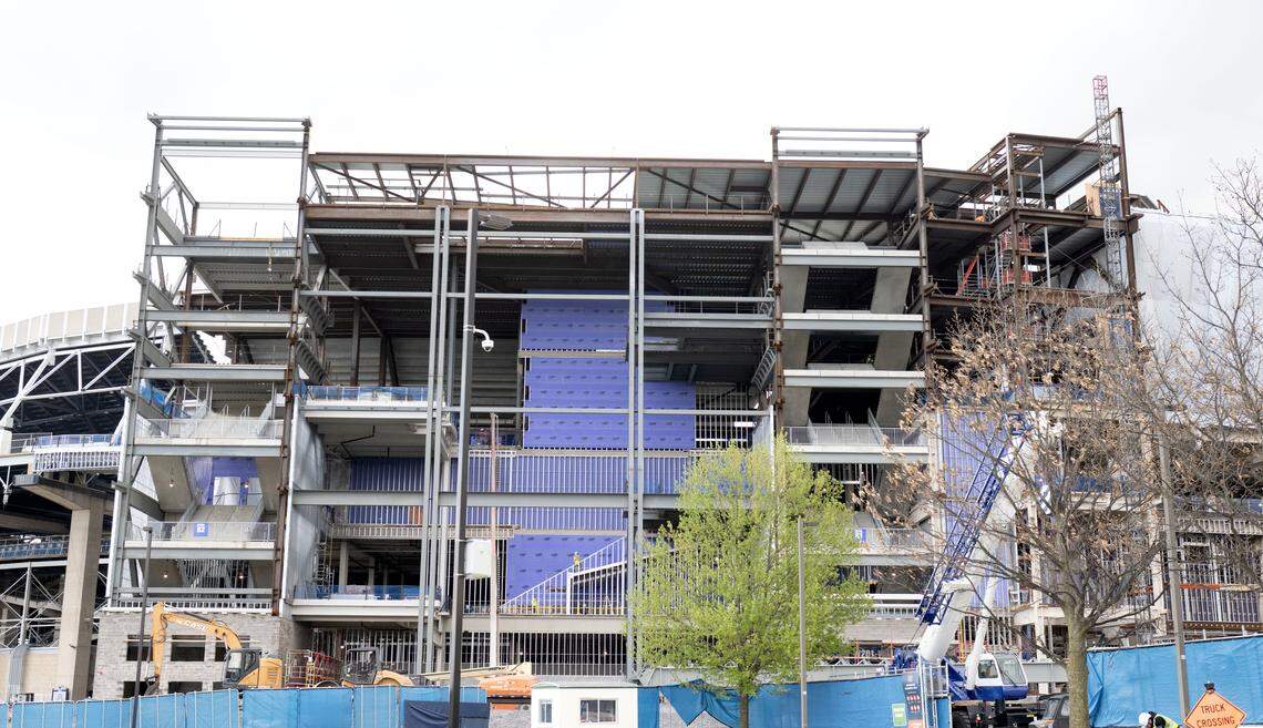 Construction on the west side of Beaver Stadium on Friday, April 17, 2026.  