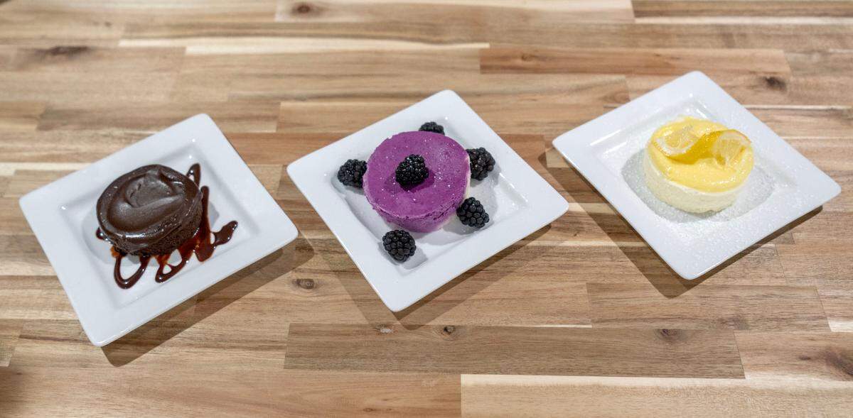 A variety of crustless cheesecake deserts at Streamside Family Restaurant.