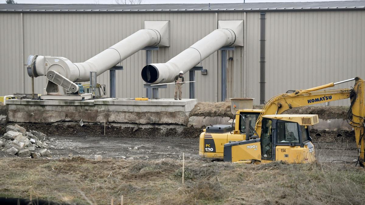 Construction is ongoing at the compost facility at the University Area Joint Authority wastewater treatment facility on Thursday, Dec. 20, 2018.