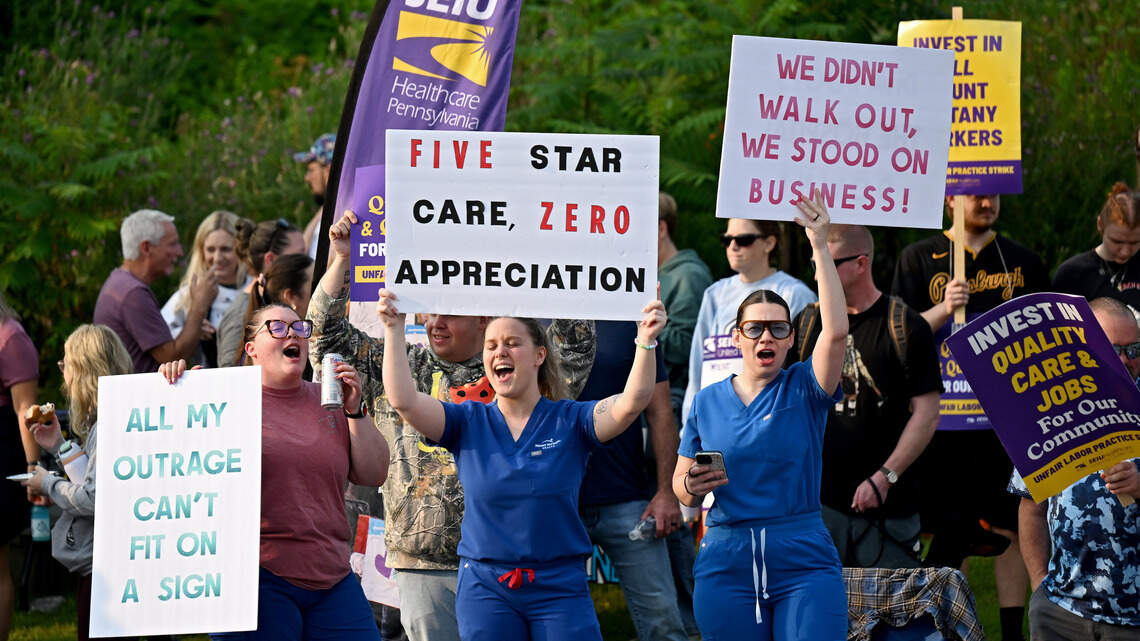 See Mount Nittany union workers, supporters on the picket line as strike starts