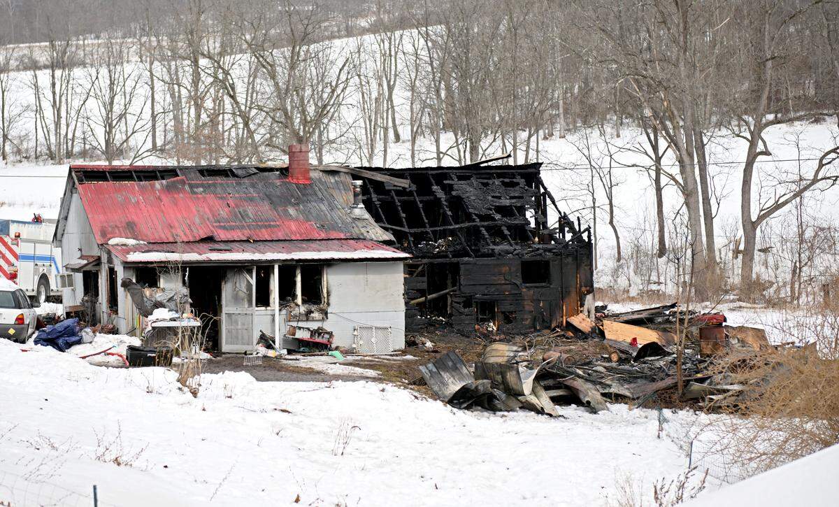 A home and barn were destroyed by a fire on Circle Road in Boggs Township on Tuesday, Feb. 10, 2026. 