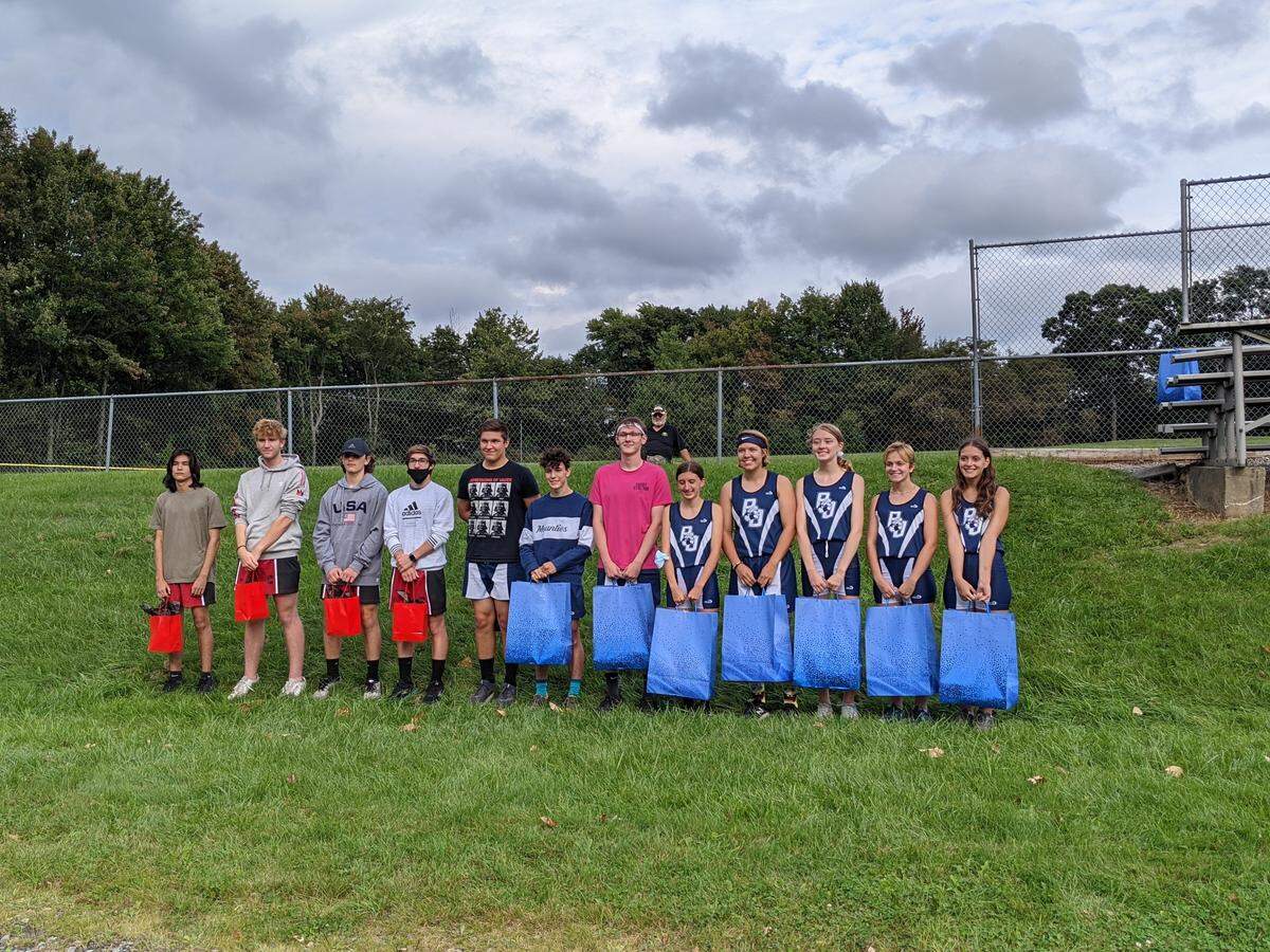 Philipsburg-Osceola and Clearfield cross country honored their seniors during their Tuesday meet. Clearfield seniors are David Graham, Ben Leighow, Wyatt Reorda,and Tyler Olson. P-O seniors are Ben Meyers, Scott Frantz, Braeden Fenton, Heather Wayland, Reilly Vroman, Kylie Timko, Audrey Smith and Ruby Pinto. P-O swept the meet, picking up victories for the boys, girls and junior high teams.