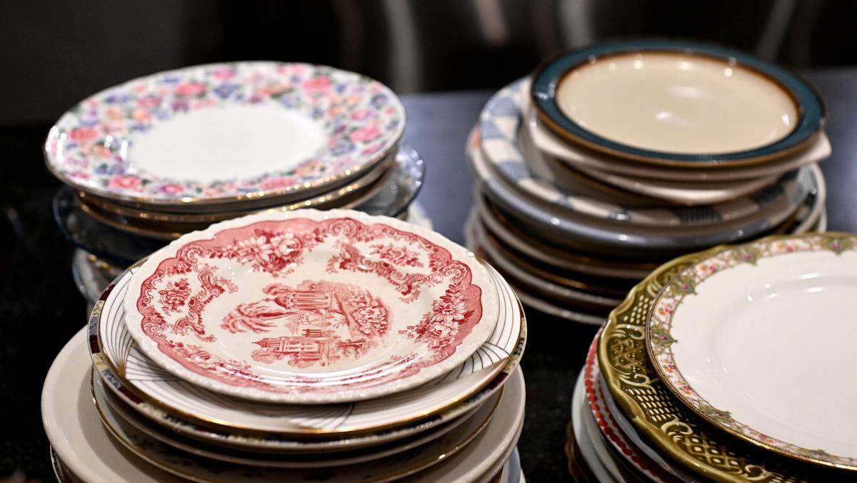 A variety of repurposed plates at RE Farm Cafe on January, 3, 2025.