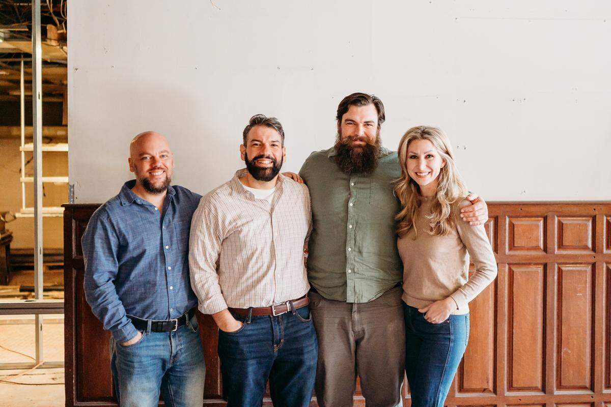 The team behind The Press Cider and Craft Beverage Tap House poses in this photo. They are, from left to right, Chase Carulli, Kory Blose, Andrew Divelbiss and Morgan Divelbiss.