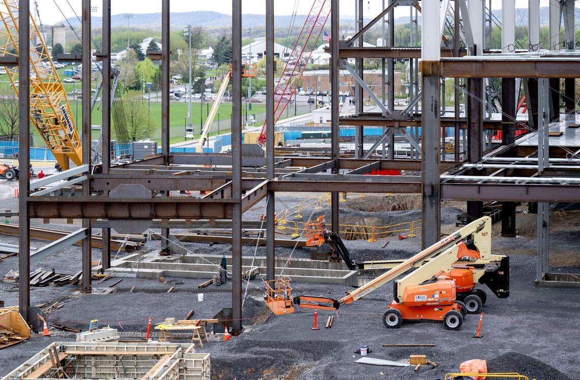 The construction zone on the west side of Beaver Stadium on Saturday, April 26, 2025.