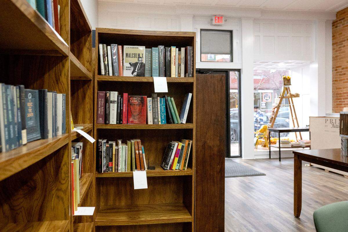 Shelves of used books for sale are pictured at the Print Factory in Bellefonte. The new nonprofit bookstore and community space is accepting donated books.