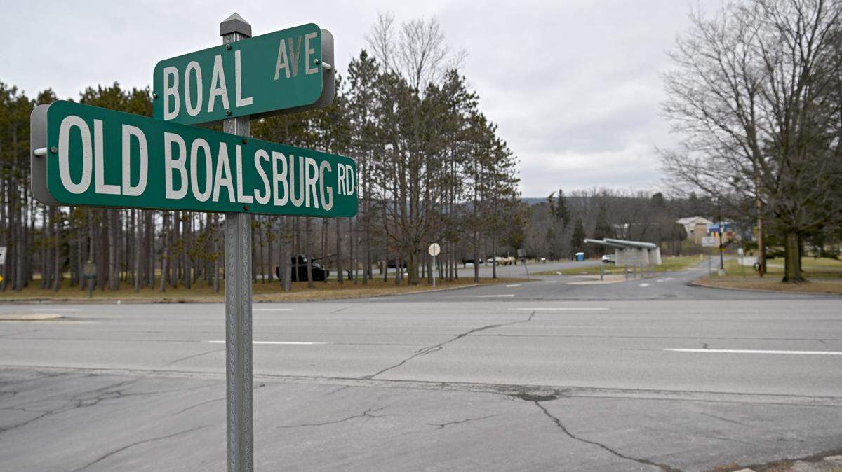 The intersection of Boal Avenue with Old Boalsburg Road and the entrance to the Pennsylvania Military Museum is pictured on Tuesday. Harris Township has received funding to designate, design and install a bike/pedestrian crossing.