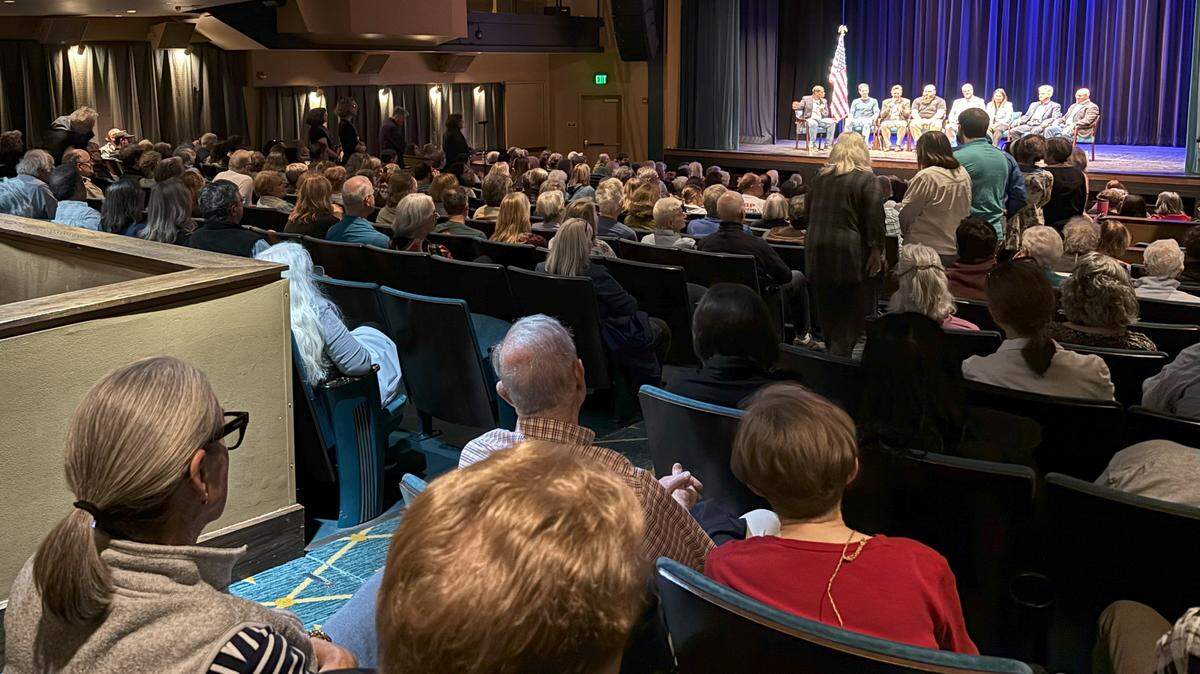 About 350 people attended the People’s Town Hall in The State Theatre on Saturday. The town hall was organized by the Centre County Democrats.