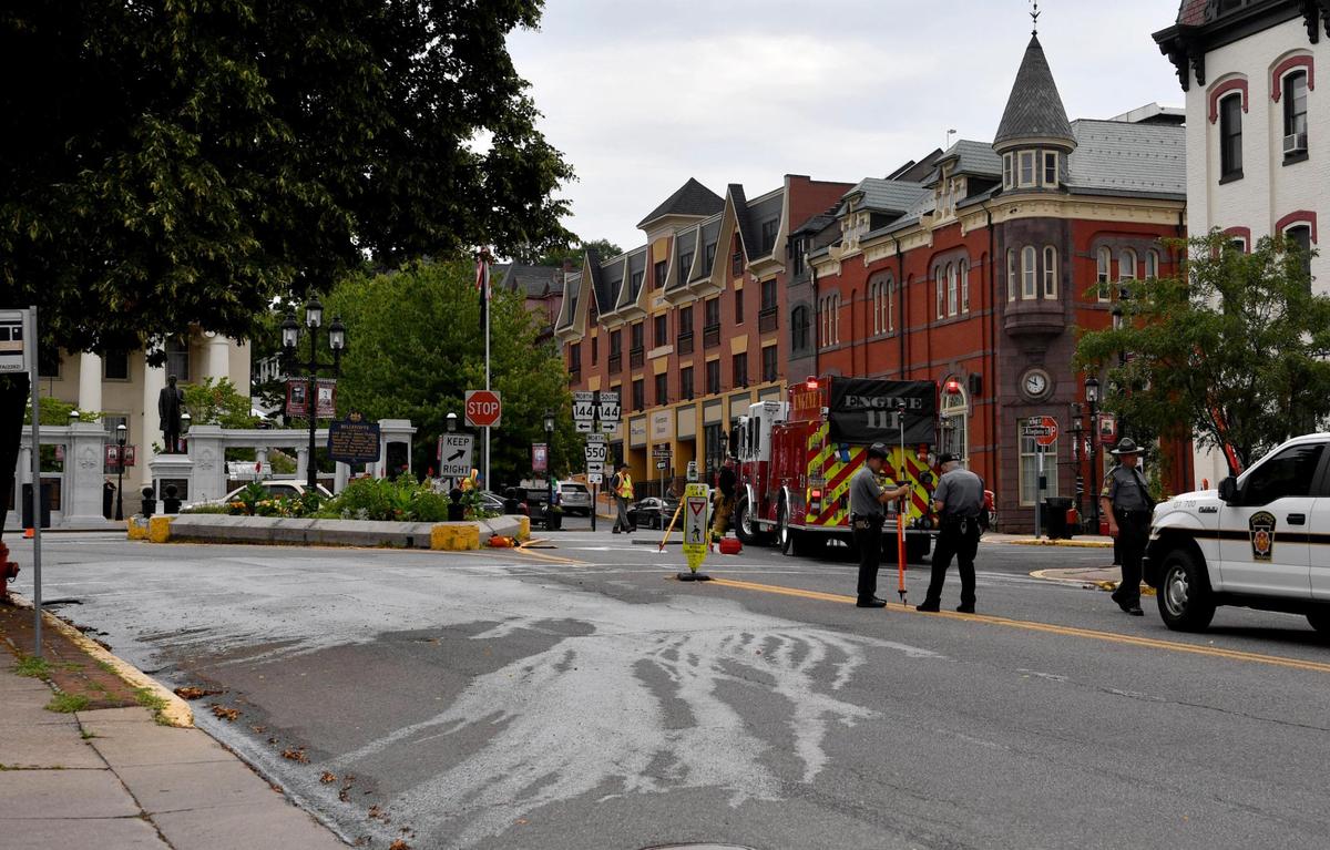 Emergency responders were on the scene of a fatal pedestrian-vehicle crash in downtown Bellefonte on Wednesday, July 22, 2020.