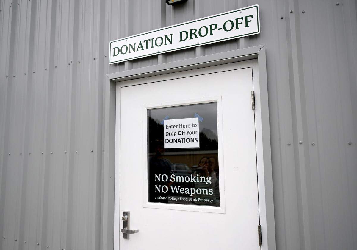An indoor donation area at the State College Food Bank’s new location on Gerald Street on Wednesday, April 10, 2024.
