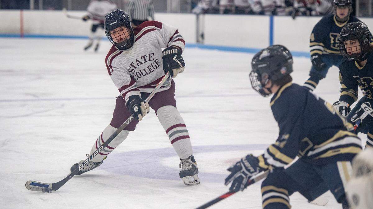 State College’s JP Hay takes a shot during the game against Hollidaysburg on Thursday.
