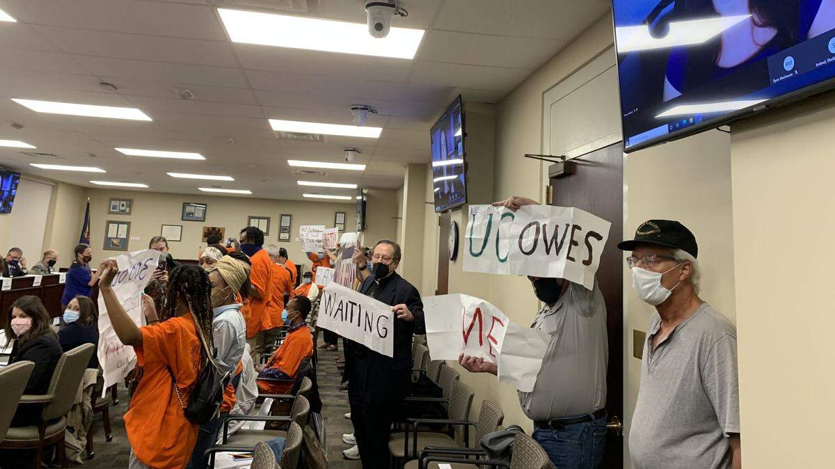Unemployed workers and advocates from Pittsburgh and Philadelphia protest over more than 300,000 unemployment claims still waiting for review by the state Department of Labor and Industry. The department this week is launching a massive overhaul of its computer system.