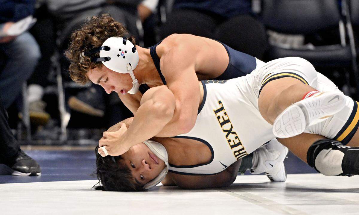 Penn State’s Cael Nasdeo, seen here in a November 2024 photo, was one of four Nittany Lions wrestlers to secure titles this weekend. He won the 141-pound title